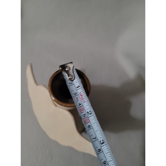 Pottery Angel Candle Holder Clay Signed Winged - Picture 8 of 9